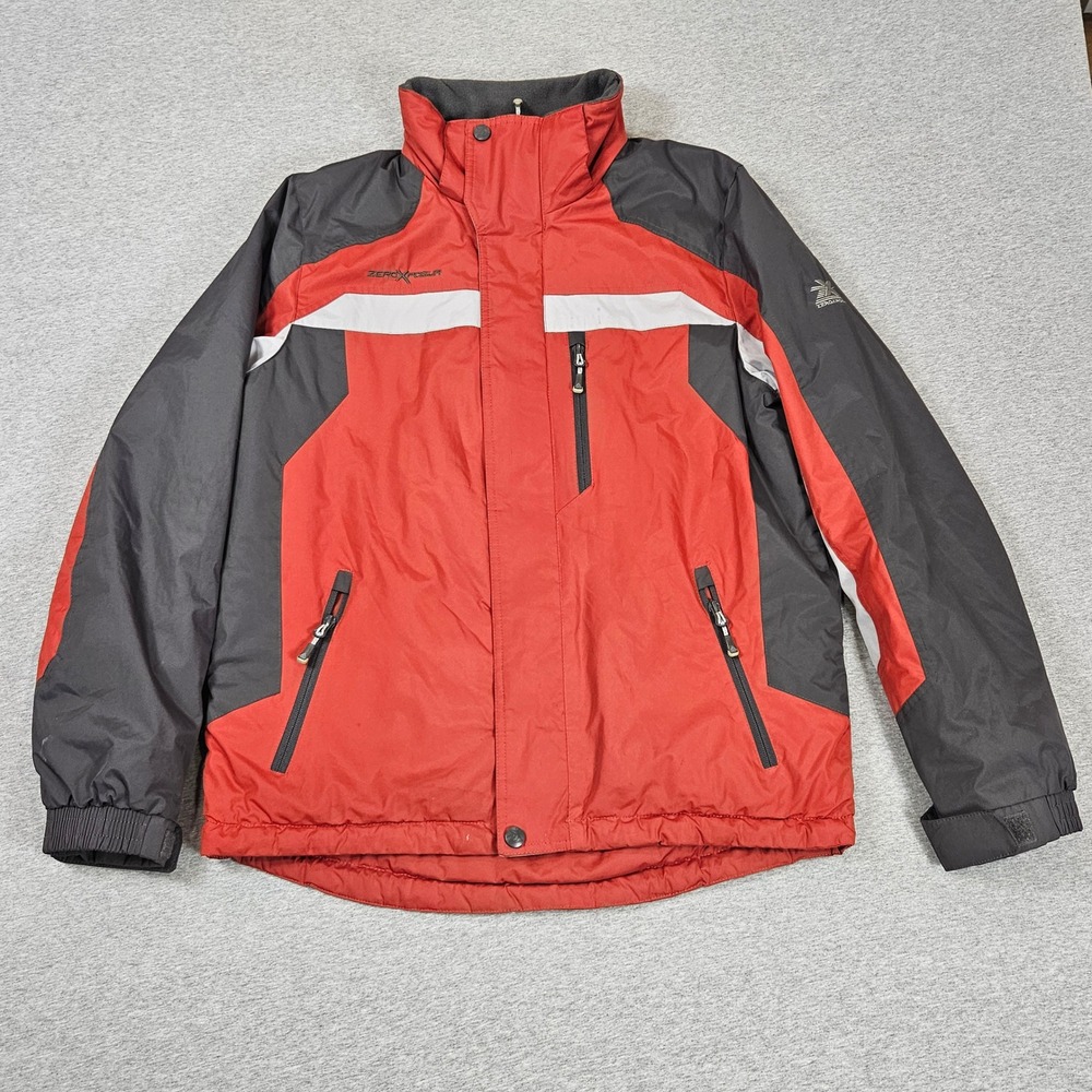 ZeroXposur Mens Red Grey Colorblock Insulated Ski Snowboard Jacket Medium